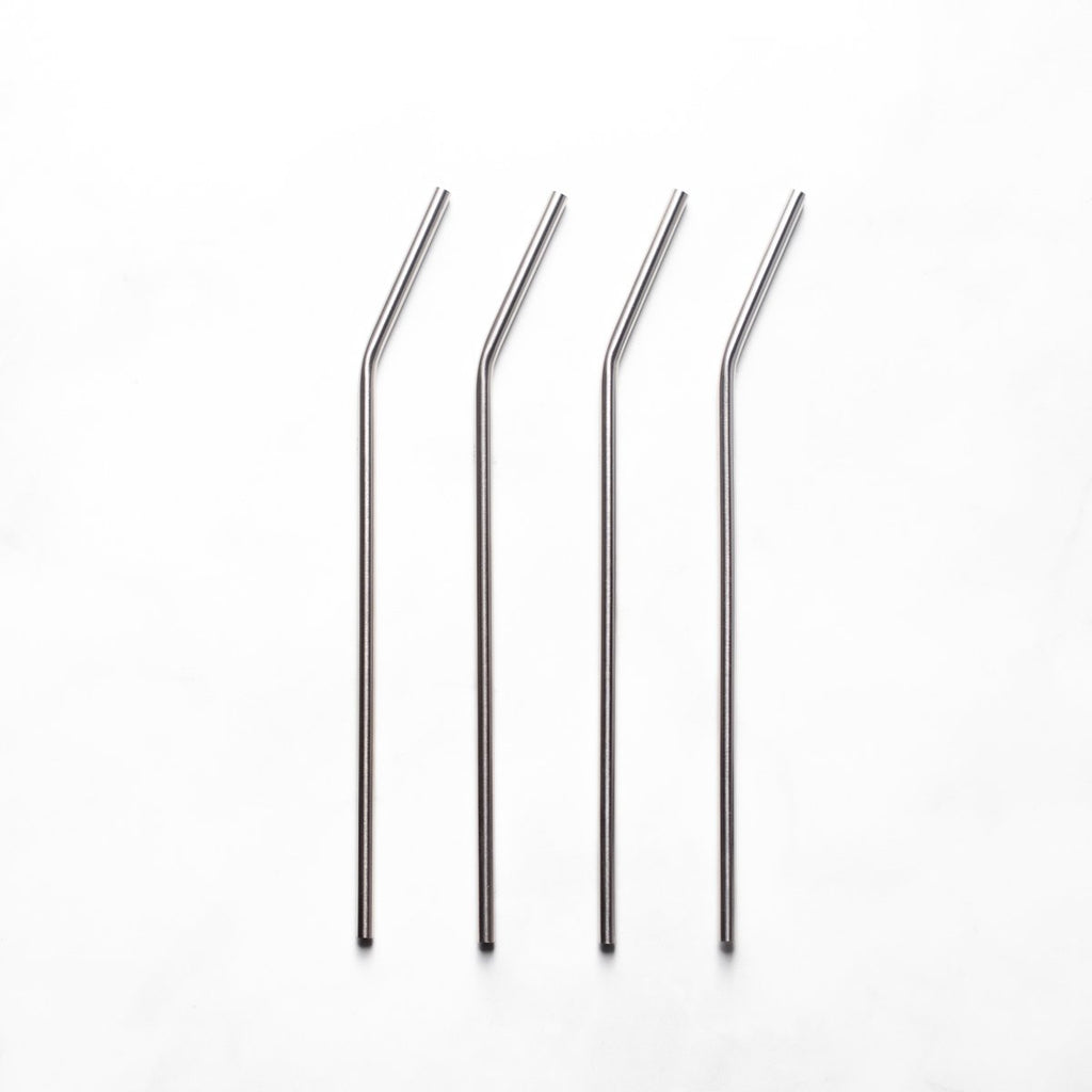 Onyx Stainless Steel Straws - Set of 4 (Long)