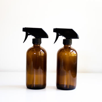 Helen Milan Amber Glass Spray Bottles (16 oz), Set of 2