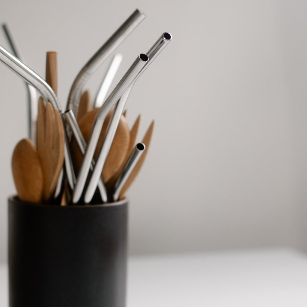 Onyx Stainless Steel Straws - Set of 4 (Long)