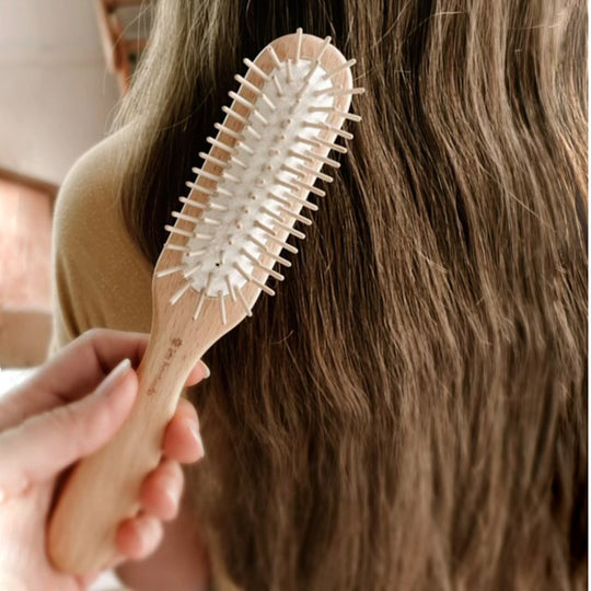 Hairbrush With Wooden Pins